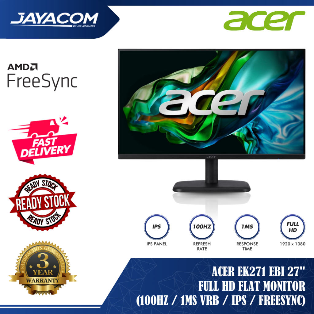 Acer EK271 EBI 27" Full HD Flat Monitor (100Hz / 1ms VRB / IPS