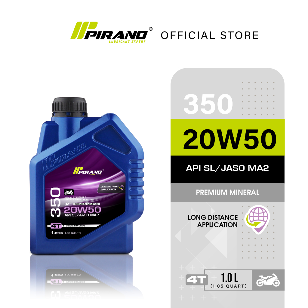 1.0L / PIRANO P350 20W50 Premium Mineral /4T Motorcycle Engine Oil ...