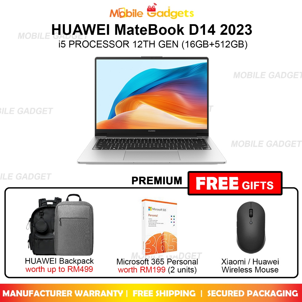 Huawei MateBook D14 2023 i5 12th Gen (16GB+512GB) Original Huawei