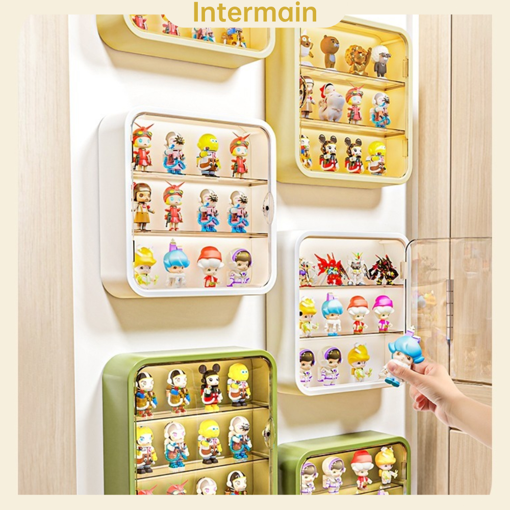 Clear Display Case for Figures 3 Tiers Wall Mounted Doll Display Case