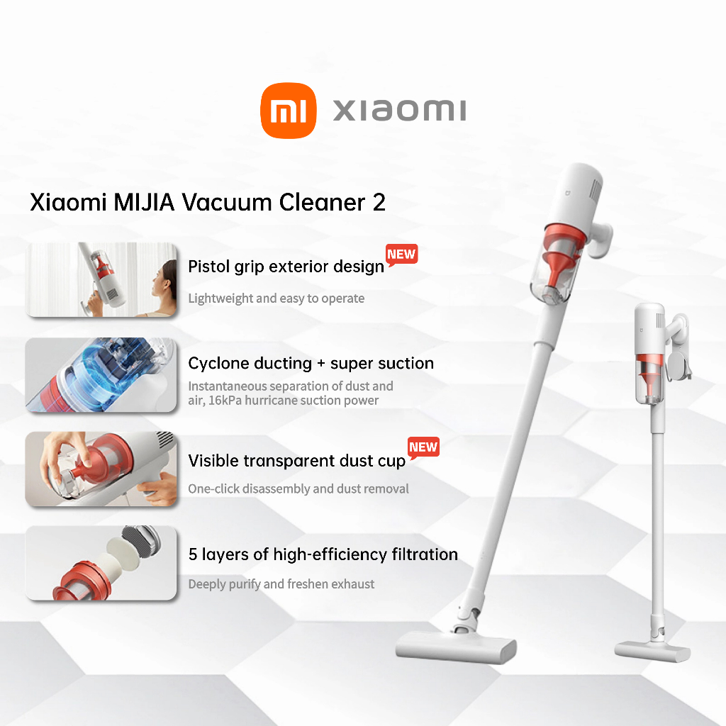 Xiaomi MIJIA Vacuum Cleaner 2 Handheld 16kPa Strong Cyclone Suction 0 ...