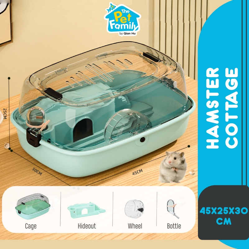 Hamster Cage Cottage Hideout & Running Wheel Full Set with Bottle Top ... - Cage Ventilation For Hamster Running Wheels With Good Airflow