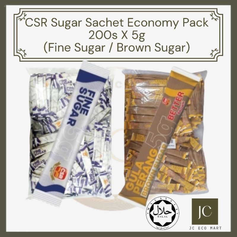 CSR Sugar Sachet Economy Pack (200s x 5g) 1kg ( Fine Sugar Sachet
