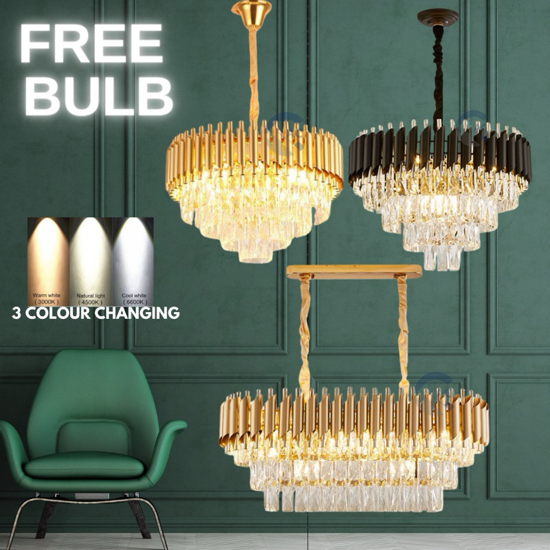 Luxury Crystal Chandelier | Lampu Siling LED | Kristal Ceiling Light