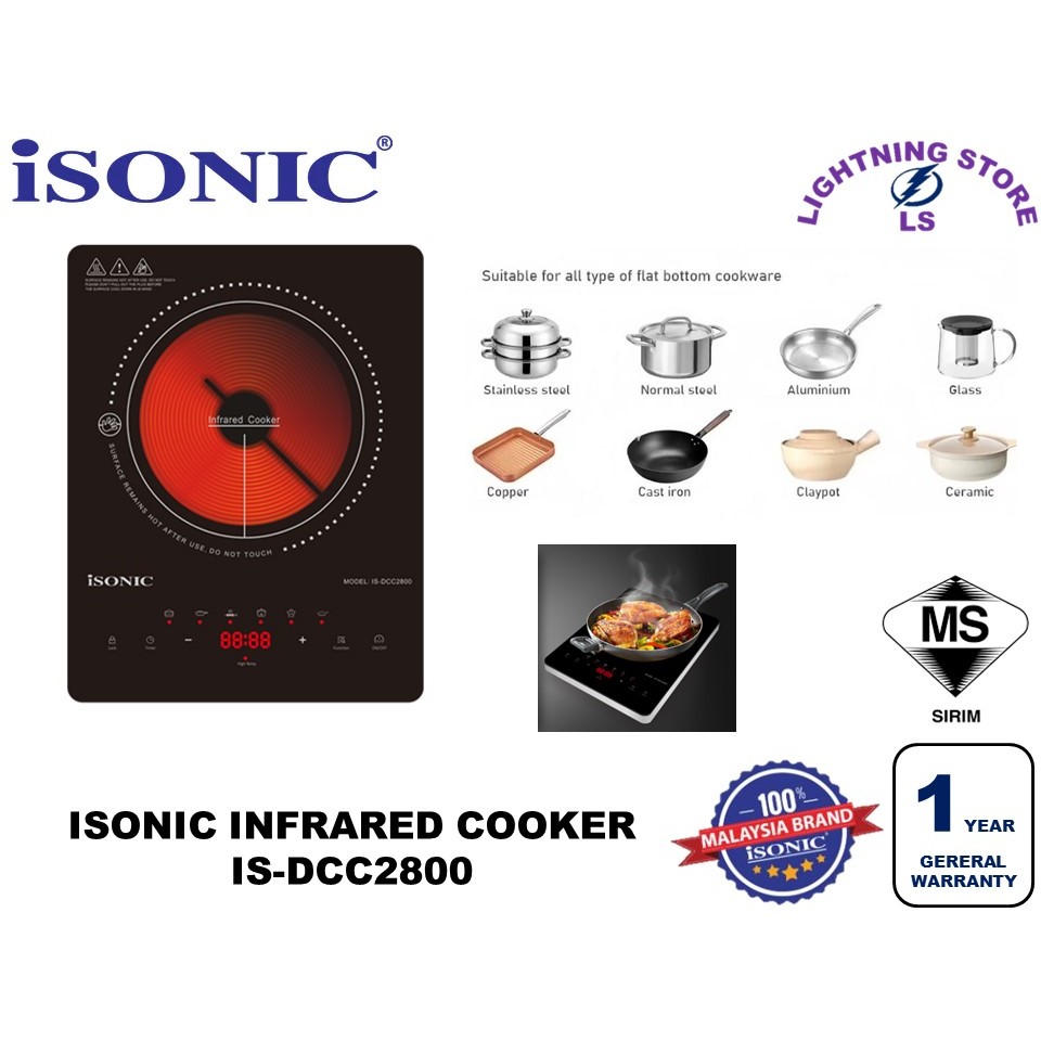 Isonic Infrared Cooker IS-DCC2800 (2000W) (Tak Pilih Periuk)Led Display ...