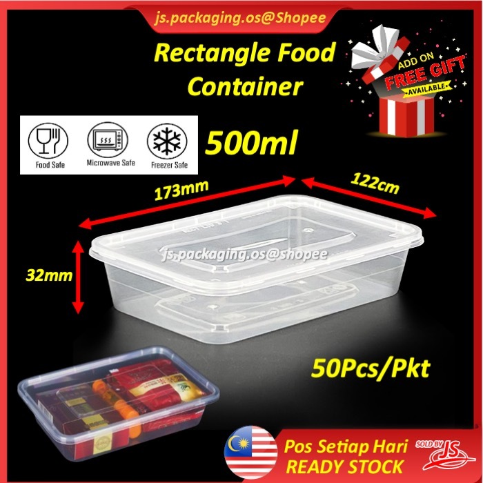 Microwaveble Rectangular Disposable Plastic Food Container 50 Set BEKAS ...