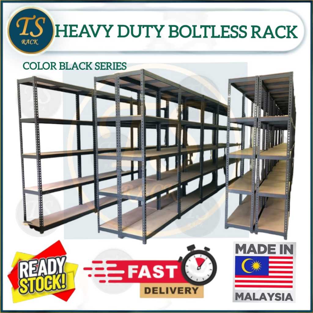 💖TS RACK💖 HEAVY DUTY BOLTLESS RACK ( 200kgs/Level) @ BLACK.🖤🖤 | Shopee ...
