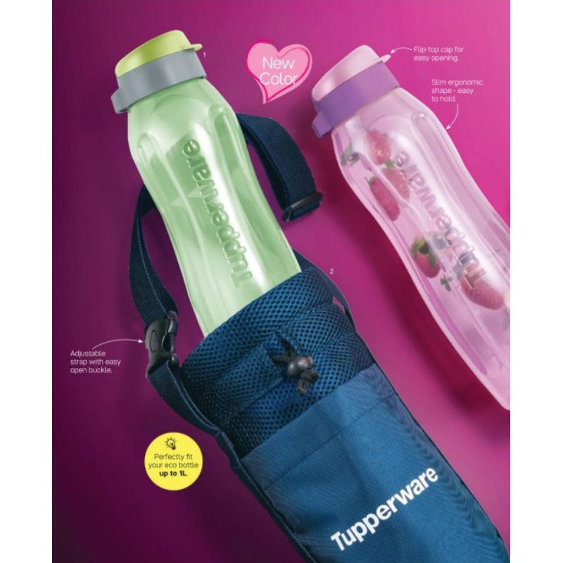 Tupperware Slim eco bottle 1 liter/pouch(botol air 1liter) | Shopee ...