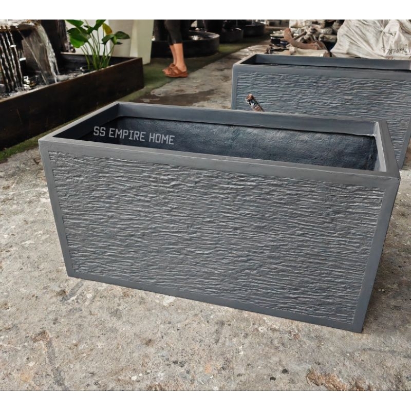 RUDI PB7 LARGE Grey Planter box Fiberglass Flower Pot Pasu Bunga Garden ...