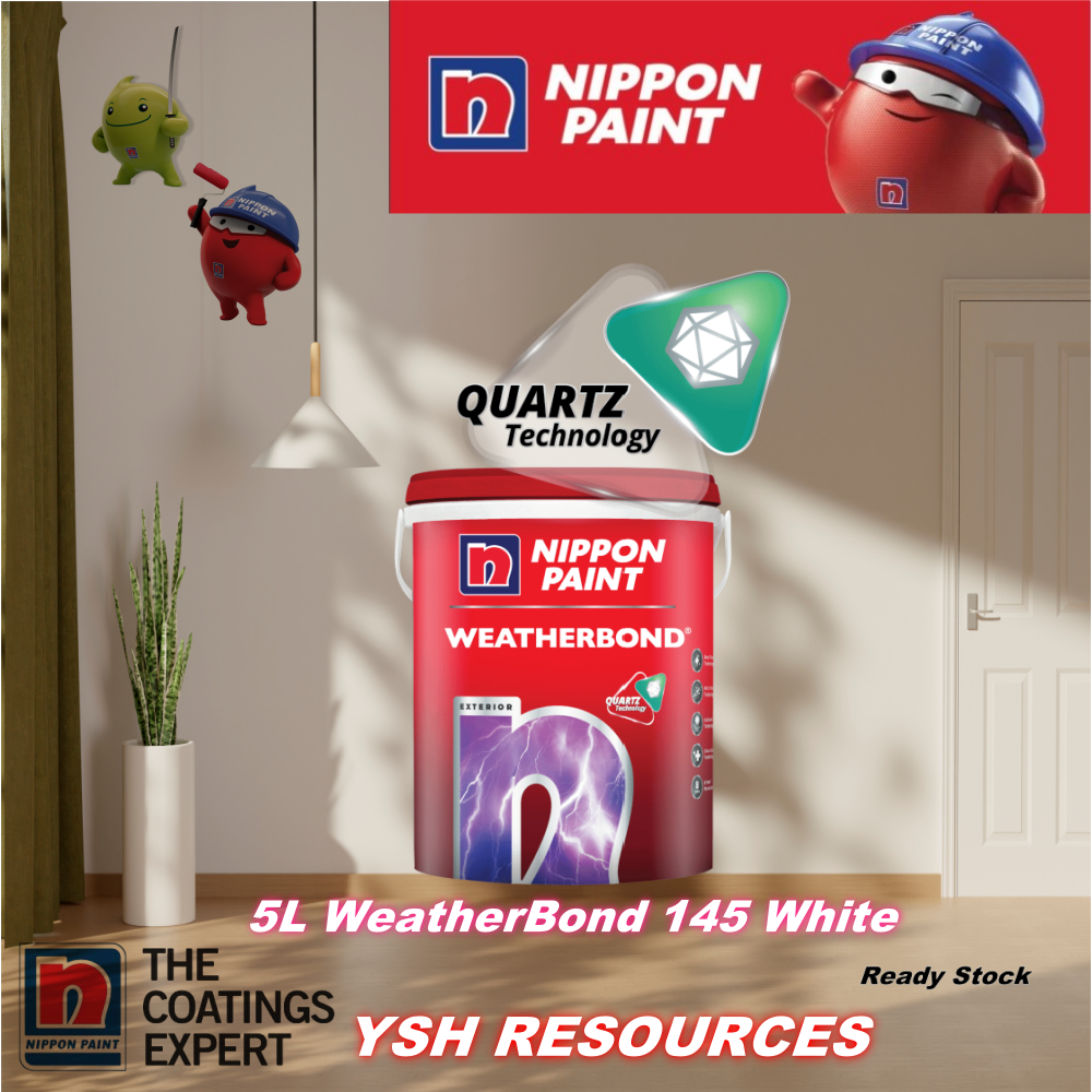 5L Nippon Paint Weatherbond - 145 White / 1001 Brilliant White ...