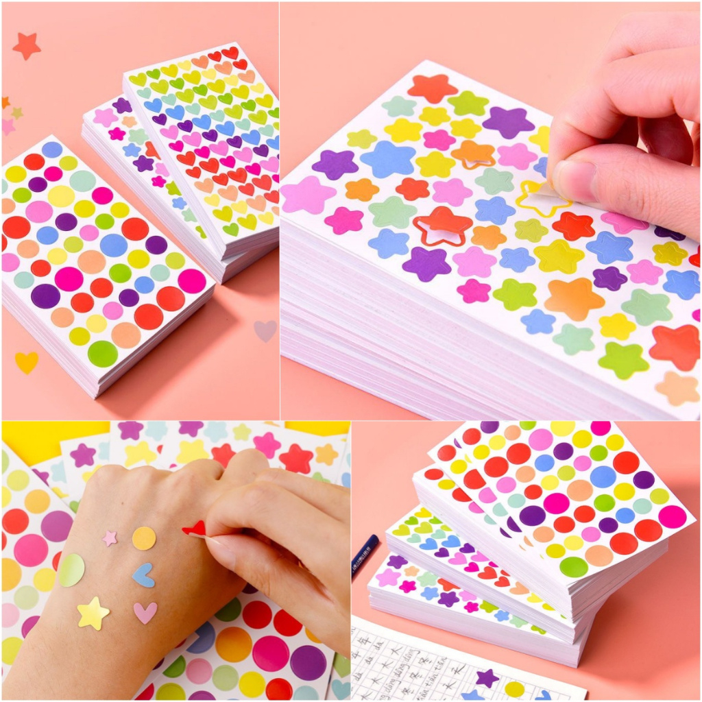1 Sheet Star Round Love Dot Shape Colorful DIY Deco Sticker Decorative ...