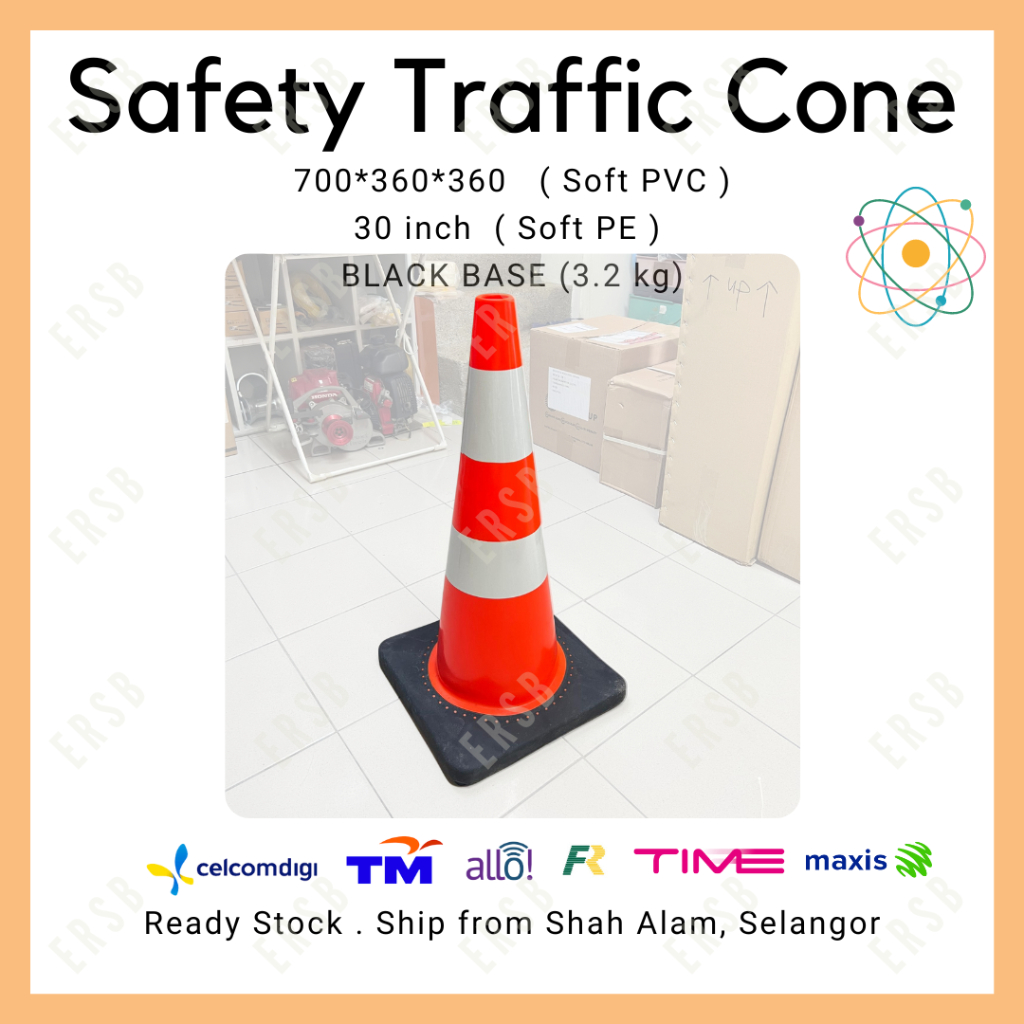 Safety Traffic Cone flexible PVC with Black Rubber Base | Shopee Malaysia