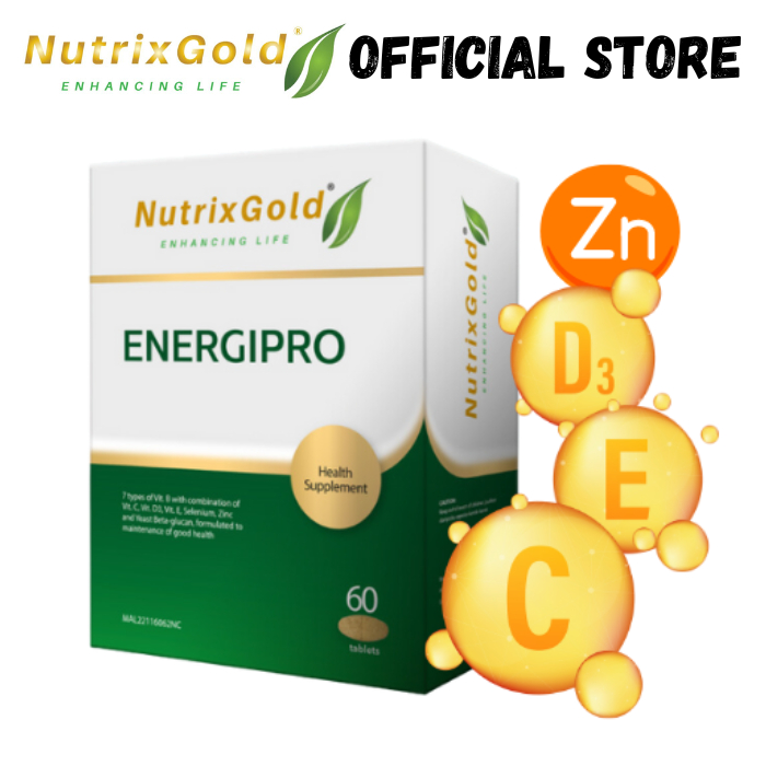 NUTRIXGOLD Energipro Tablets 60's | Vitamin B Complex, Vitamin C, Zinc ...