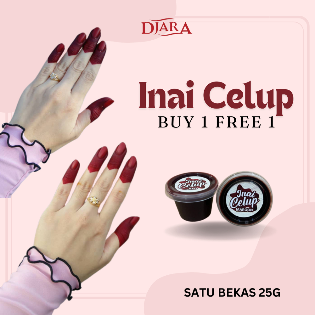 BUY FREE 1) INAI CELUP PENGANTIN MERAH MENYALA HENNA DIP