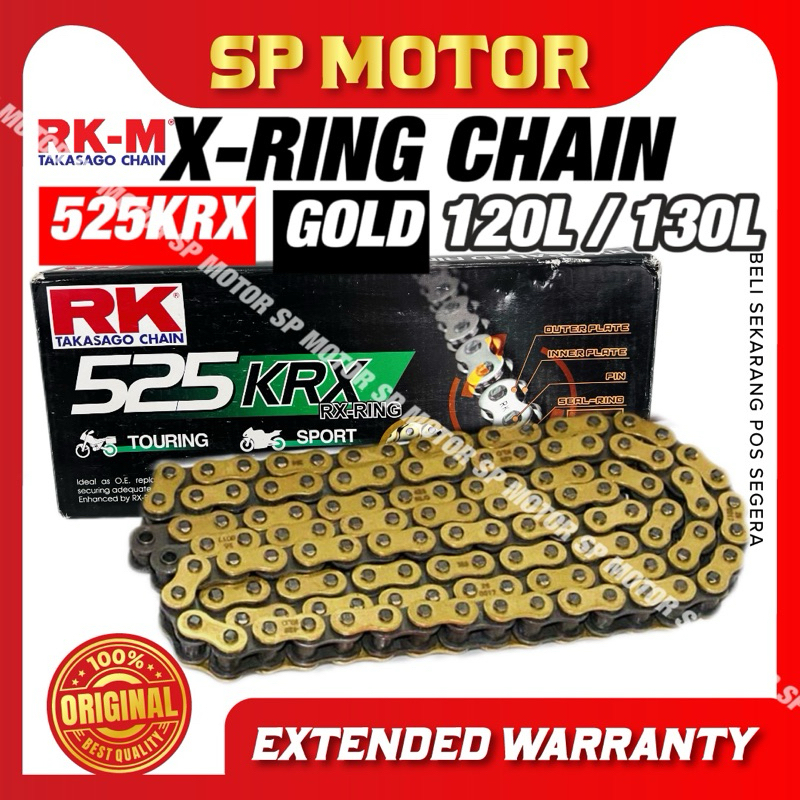 RANTAI RK 120L X-RING CHAIN 525 KRX 100% ORIGINAL GOLD XRING ORI ...