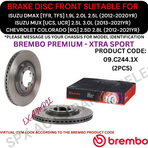 BREMBO GENUINE DISC ROTOR (FRONT) FOR ISUZU DMAX [TFR, TFS] '12-20YR ...