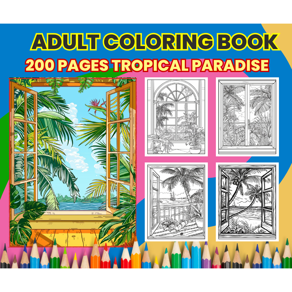 [PDF] 200 Pages Coloring Book Tropical Paradise - Colouring Book For ...
