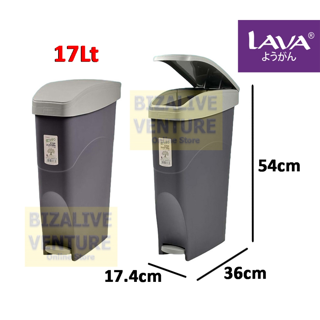 LAVA 17Lt Step Dustbin | Sanitary Bin | Pedal Dustbin | Tong Sampah ...