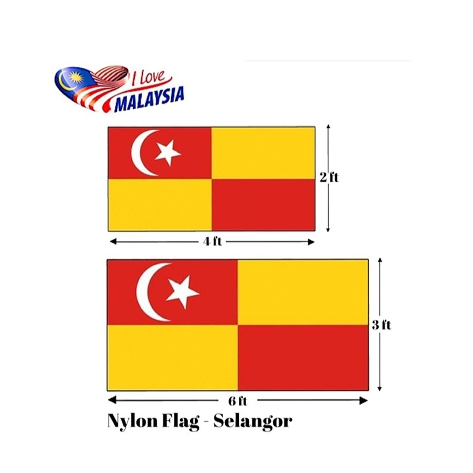 Selangor Flag 3x6 feet / 2x4feet Flag Selangor Bendera Selangor Merdeka ...