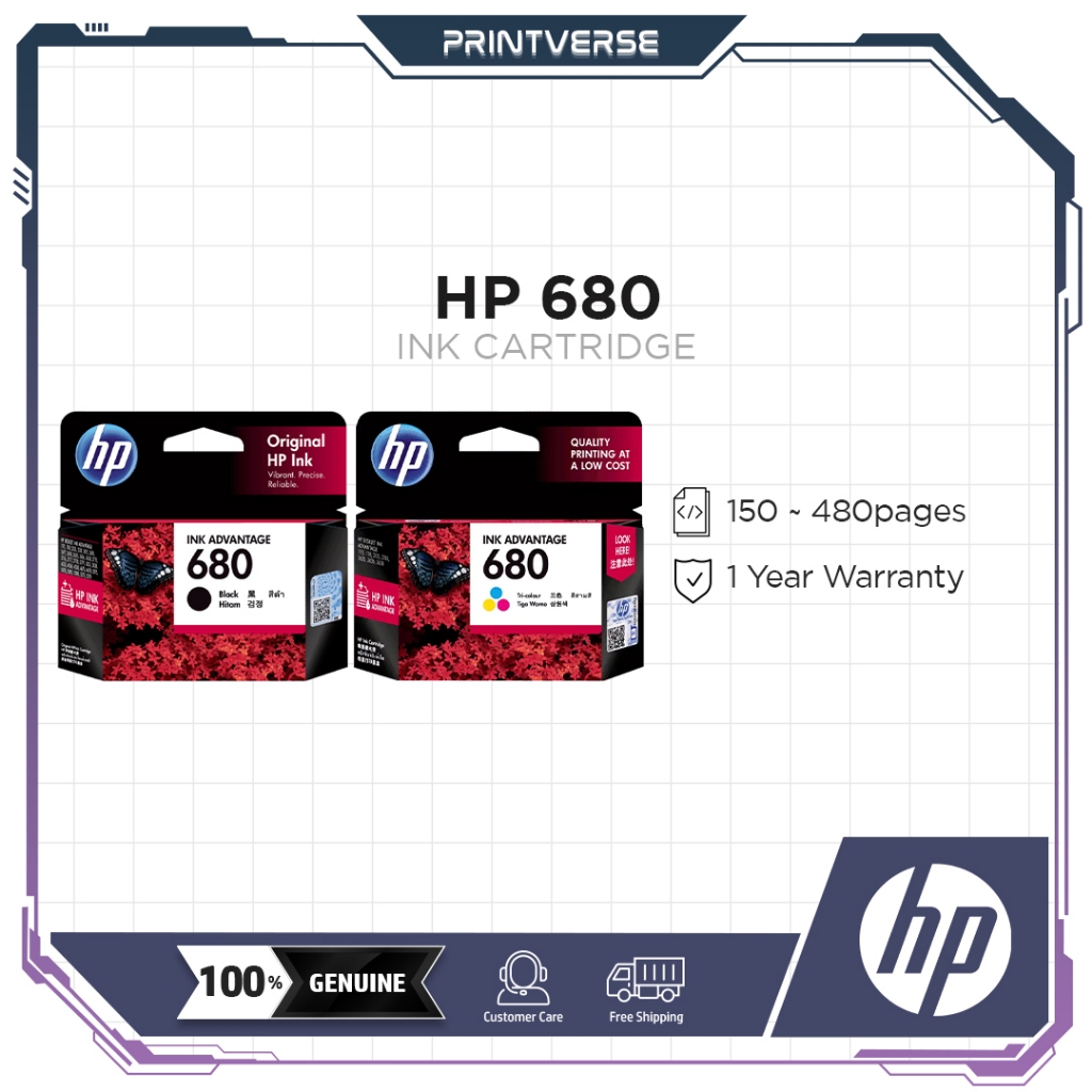HP 680 Black / Tri-Color Original Ink Advantage Cartridge HP F6V26AA ...