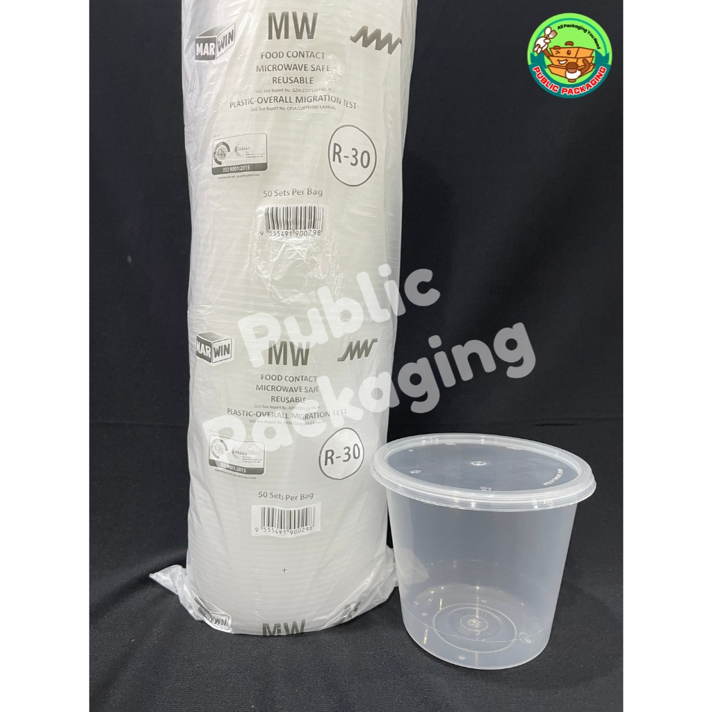 MW R30 - 30oz Round Disposable Plastic Food Container (50pcs±)/Bekas ...