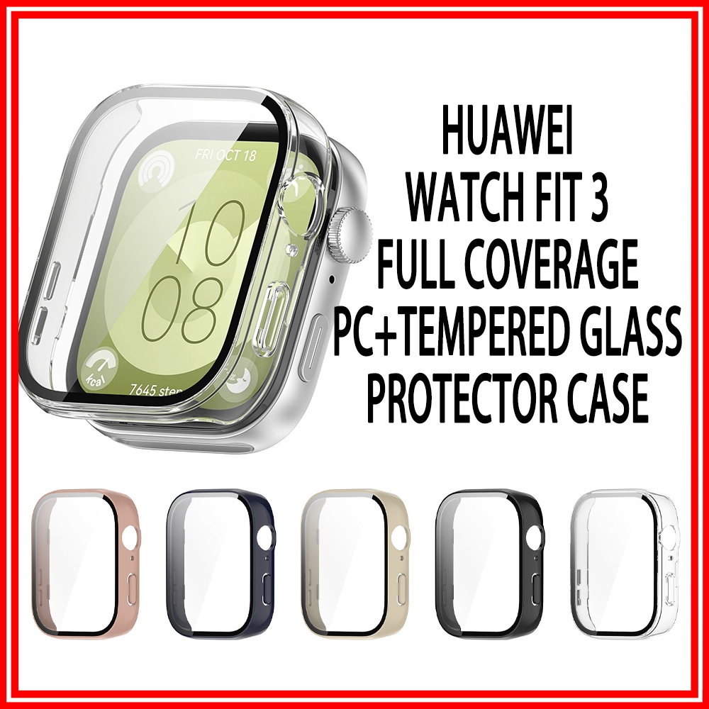 Huawei Watch Fit 3 Tempered Glass + Hard PC Protector Casing Huawei ...