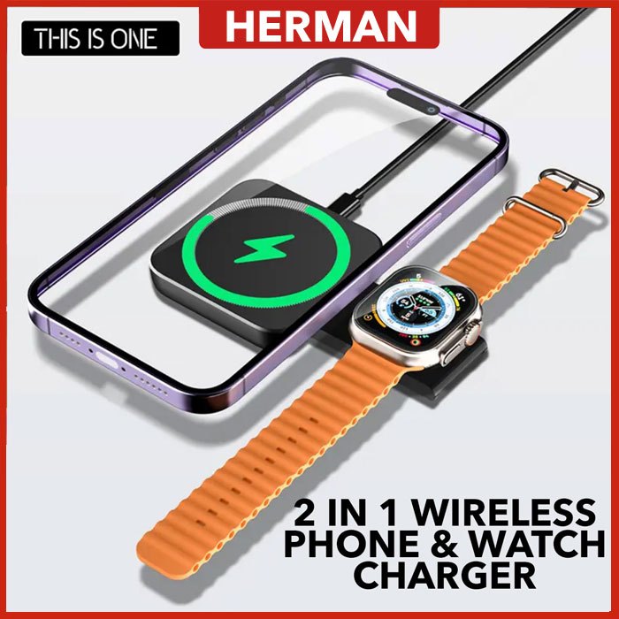 THIS IS ONE Magnetic 2 in 1 Wireless Charger Qi2 15W Fast Wireless Charger Compatible with iPhone Watch Android Phone Shopee Malaysia