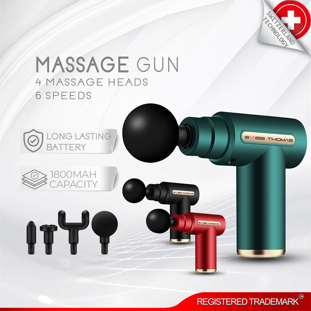 Shopee Choice Swiss Thomas Massage Gun Relaxation 4 Massage Head 6 Speeds LED Display