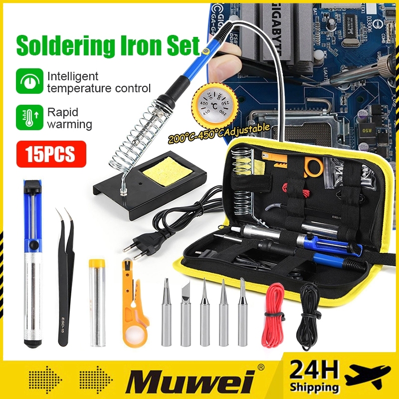 15-in-1 Soldering Iron Set Electric Solder Iron Set Display Temperature ...