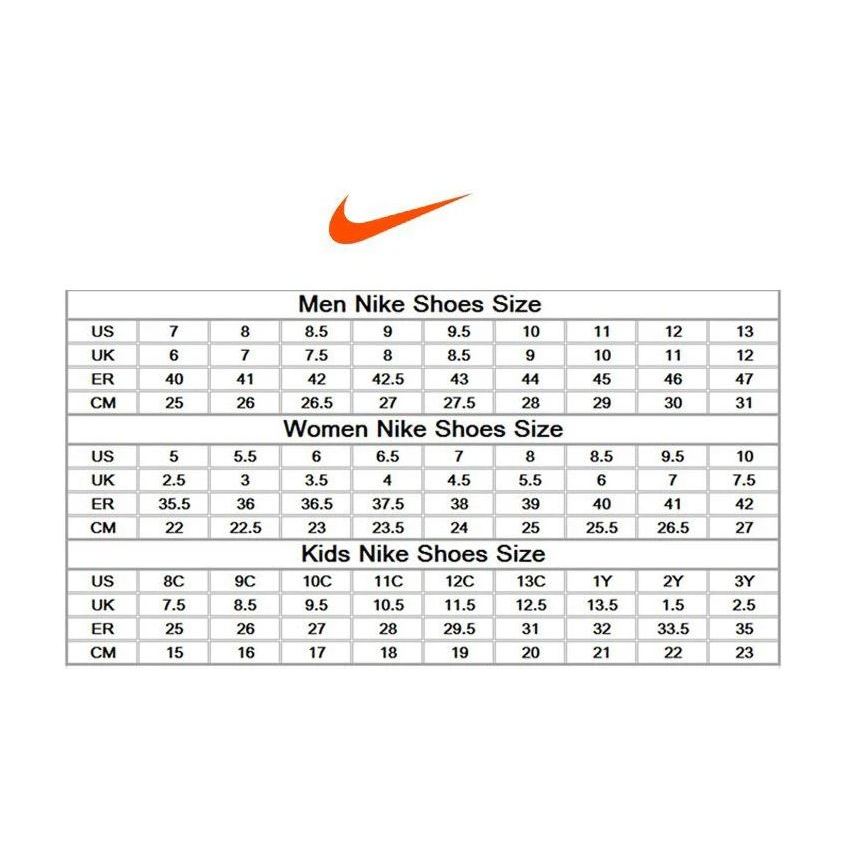 Nike size chart men women outlet