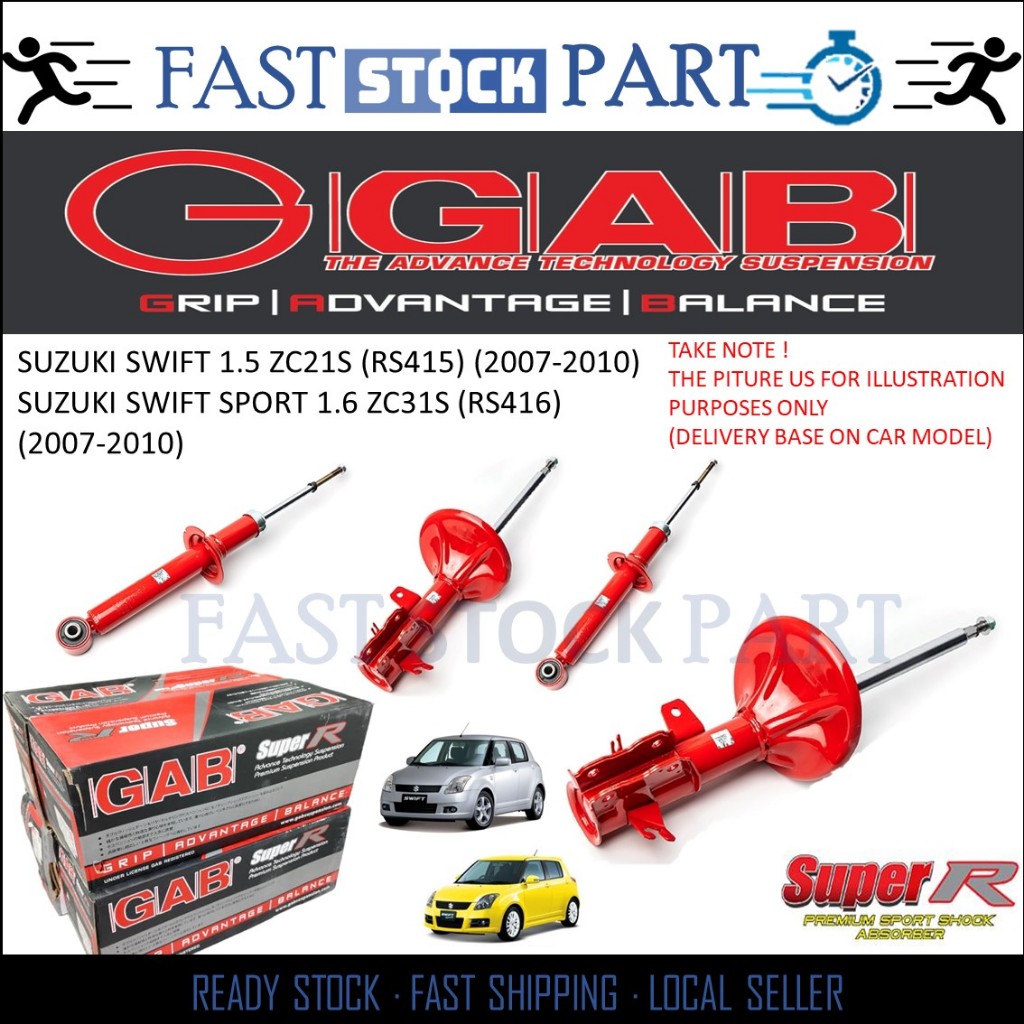 1SET GAB SUPER R FRONT / REAR ABSORBER - SUZUKI SWIFT 1.5 ZC21S (RS415 ...