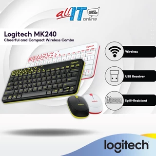 Logitech MK240 Wireless Keyboard & Mouse Combo with USB Nano Receiver - Black / White