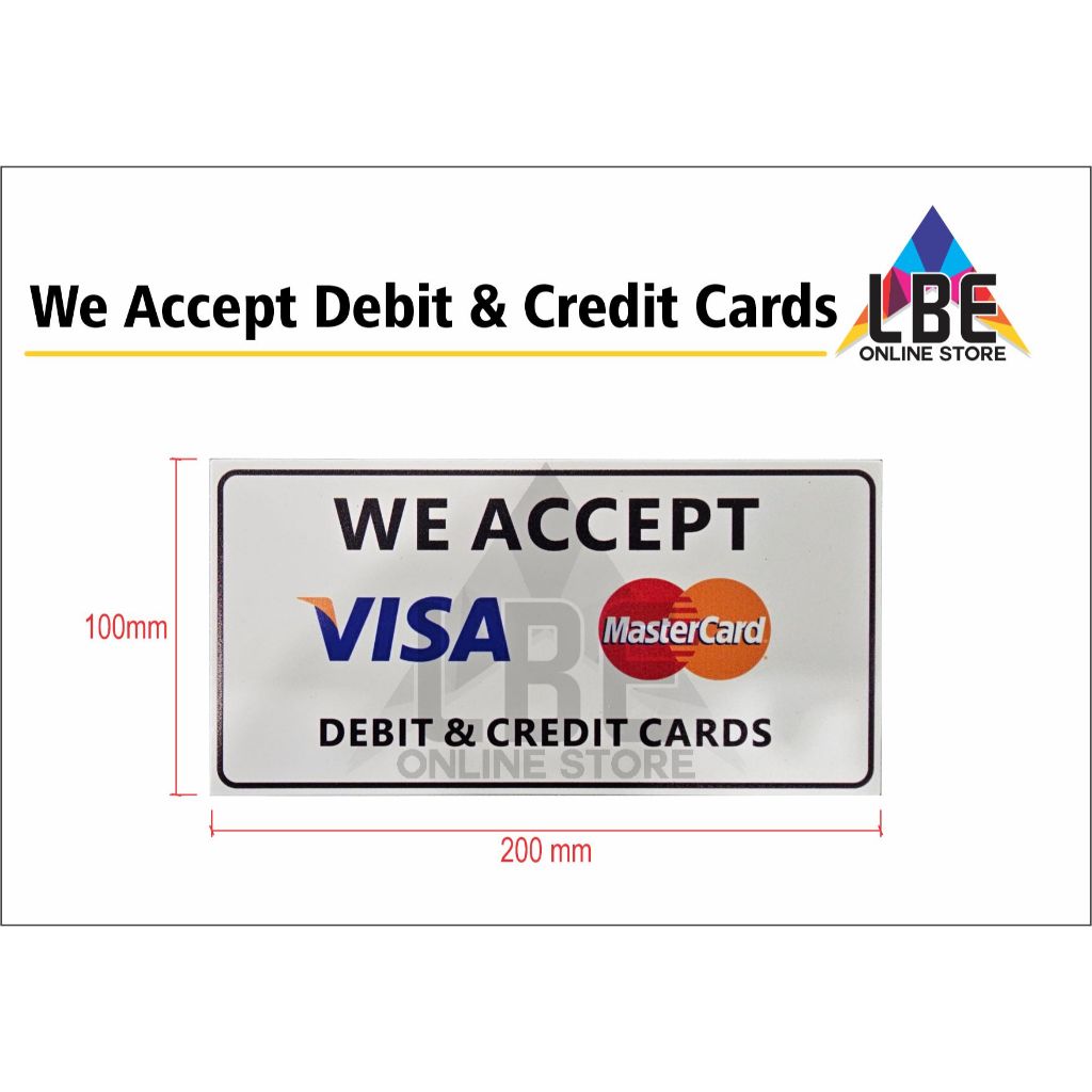 We Accept Credit & Debit Cards Master Visa PVC Board | Shopee Malaysia