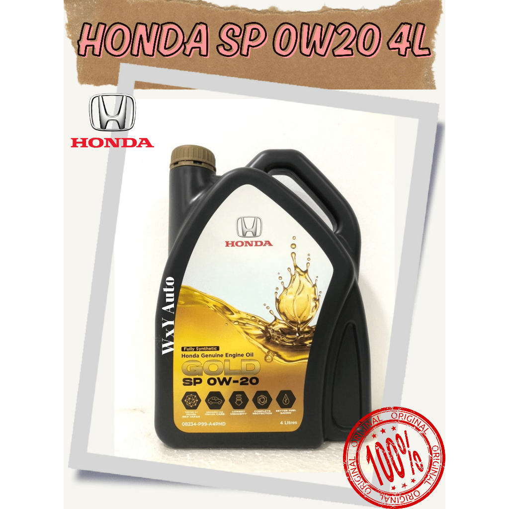 HONDA FULLY SYNTHETIC GOLD SP 0W20 (0W-20) ENGINE OIL 4L + compatible ...