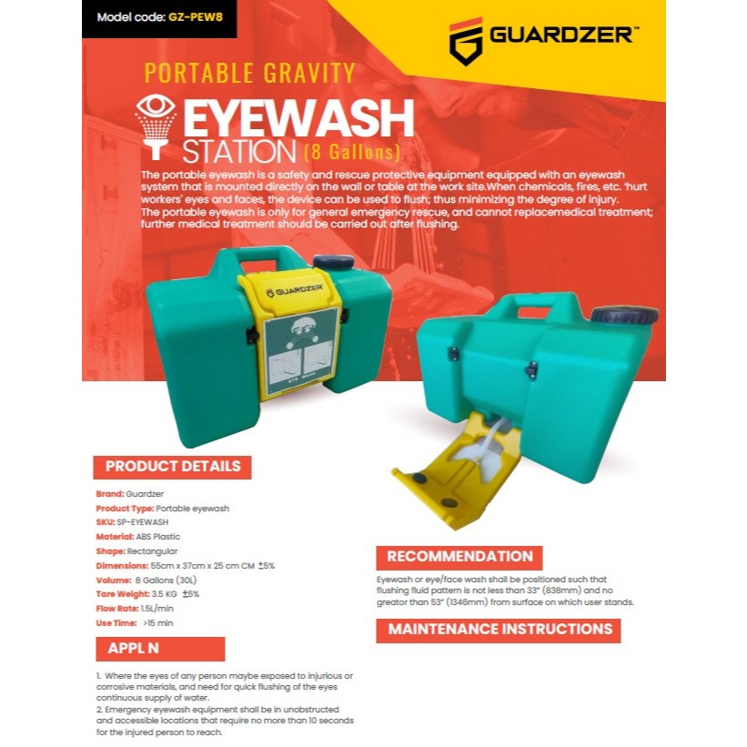 PORTABLE GRAVITY EYEWASH, 8GAL | Shopee Malaysia