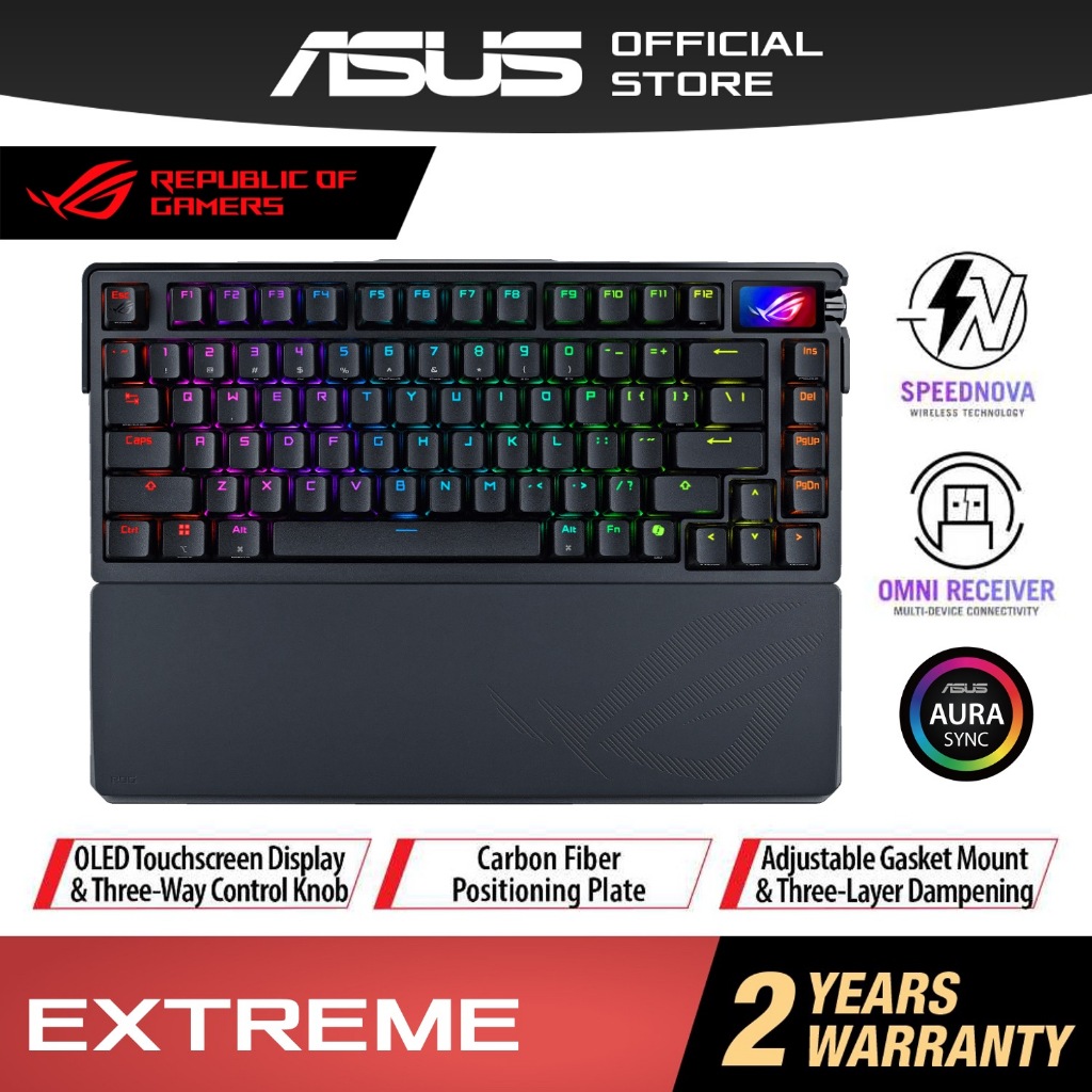 ASUS ROG Azoth Extreme Gaming Keyboard 8000Hz Polling Rate with Carbon ...