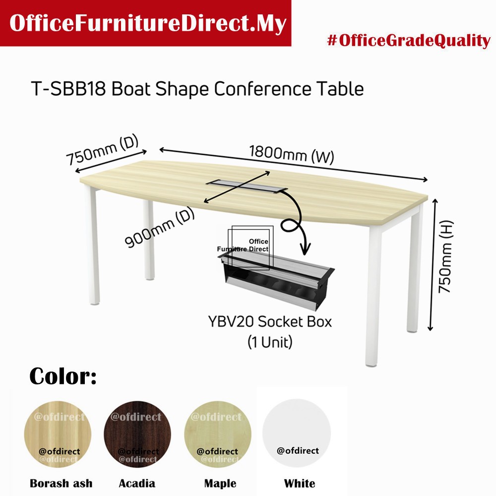 180x90cm SL55 6 Feet Boat Shape Conference Meeting Table SBB18 (6 Pax ...