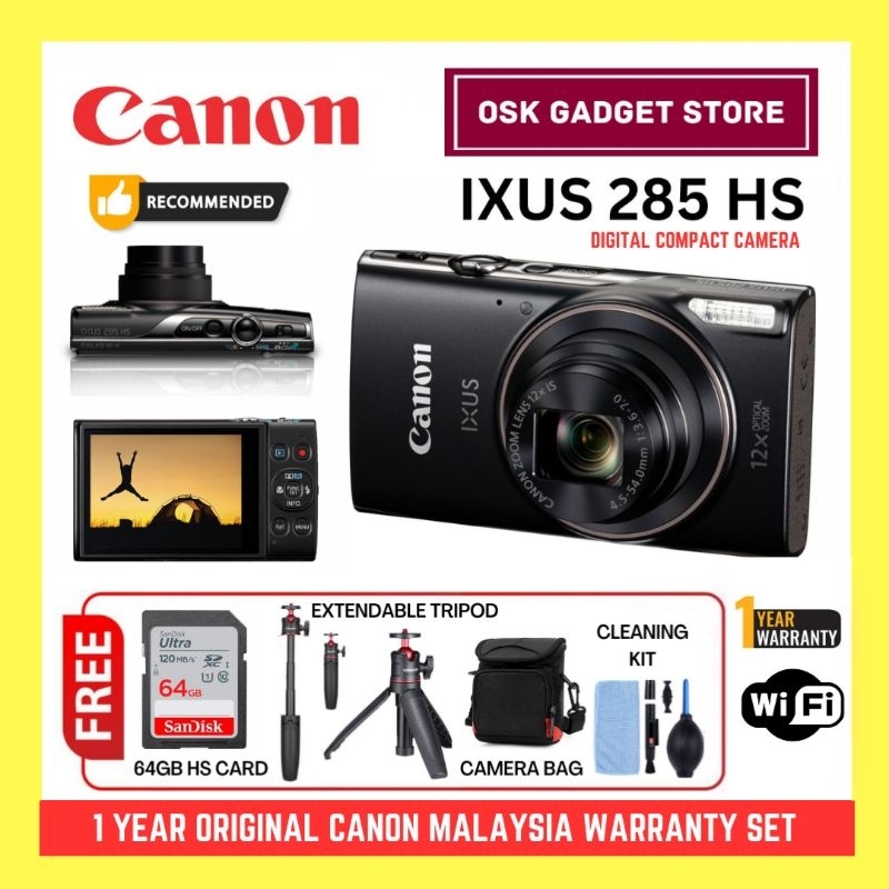 Canon Ixus 285 HS A Digital Compact Camera | Point And Shoot | 20MP 12x ...
