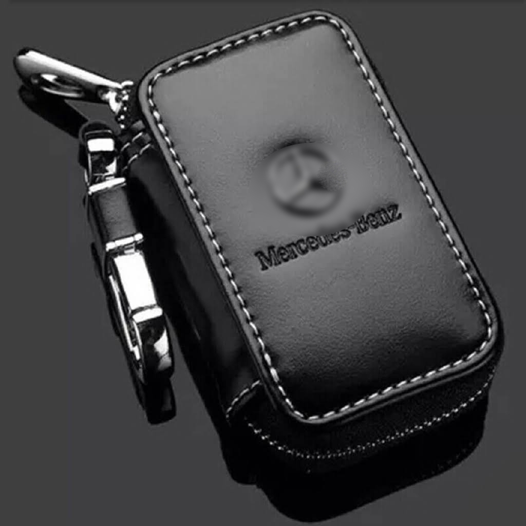 thumbnail image 2 of Leather Car Key Case Bag Cover With Detachable Keyring For Mercedes Benz – Black 2 of 5