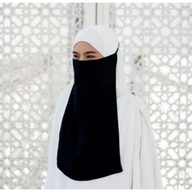 Half Purdah Heavy Chiffon Black Dan White | Shopee Malaysia