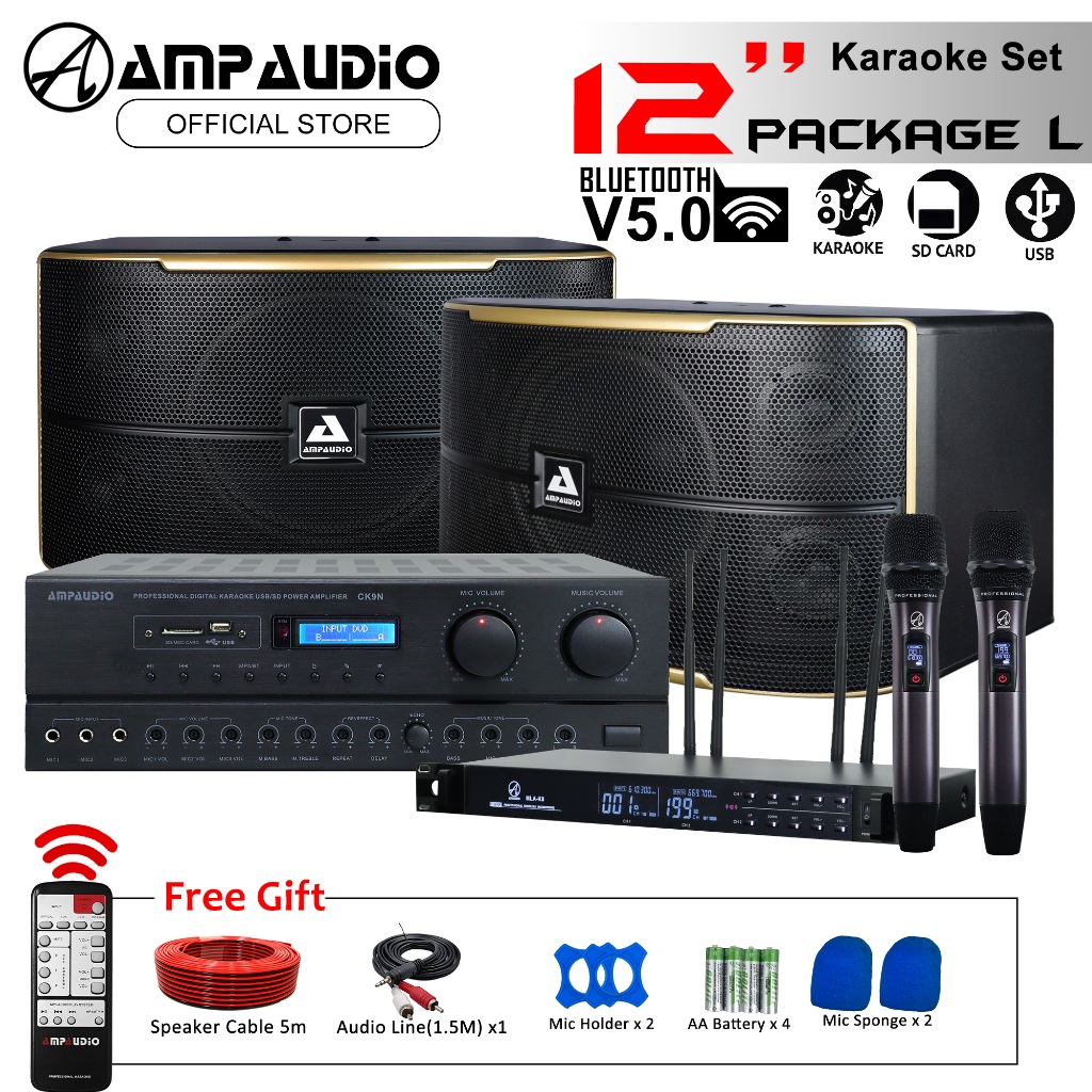 AmpAudio 12 Inch Karaoke Speaker Set 3 Way Karaoke Speaker Set With ...
