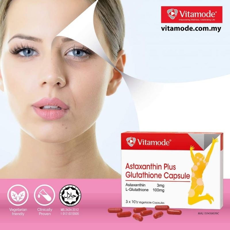 ASTAXANTHIN PLUS GLUTATHIONE VITAMODE 10'S Anti-ageing Kulit Cerah Putih