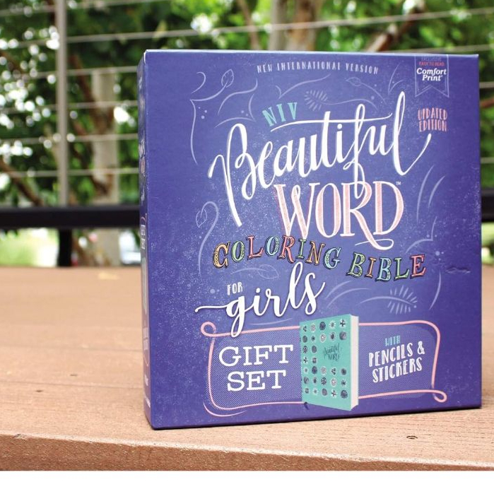 NIV Beautiful Word Coloring Bible for Girls Pencil/Sticker Gift Set ...