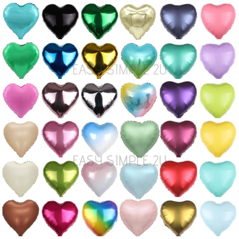 (1piece) 18Inch Love Heart Shape Colorful Shiny Metallic Macaron Pastel ...