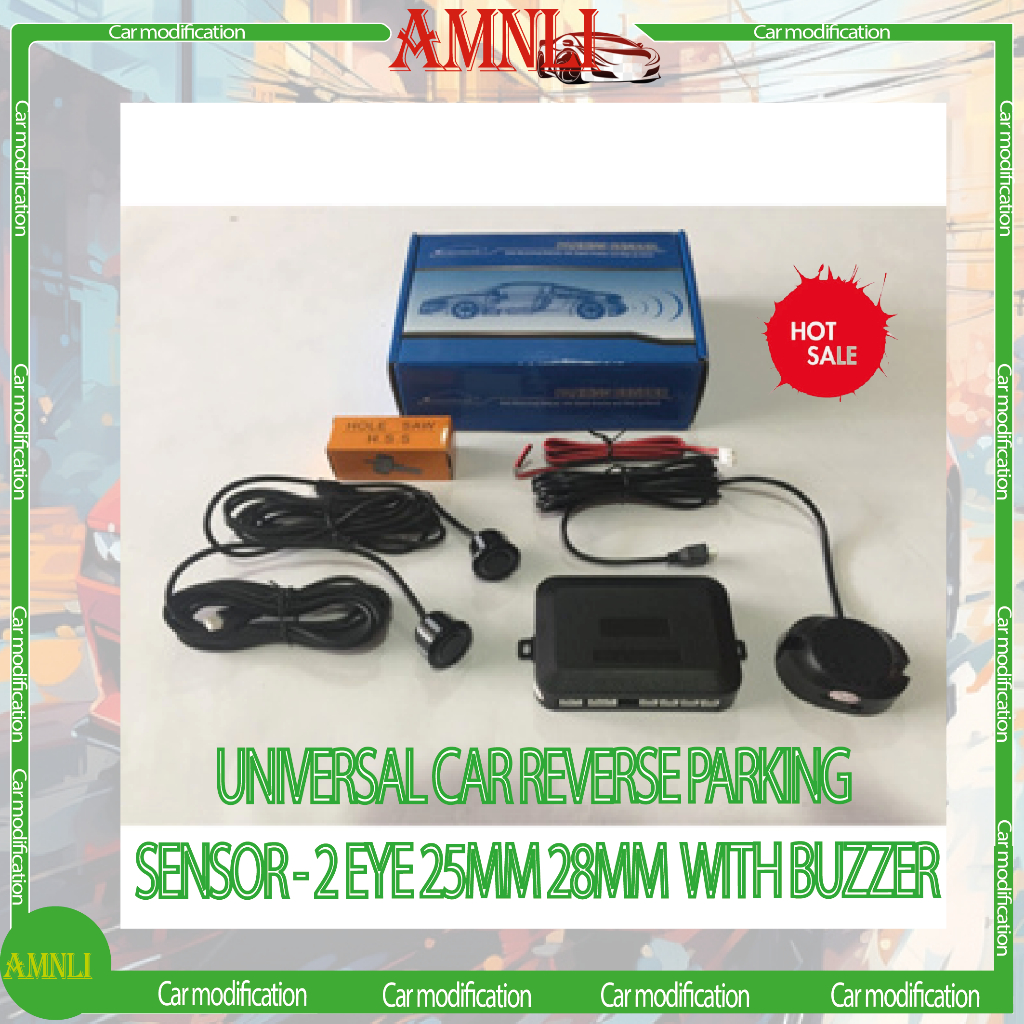 UNIVERSAL CAR REVERSE PARKING SENSOR - 2 EYE 25MM 28MM WITH BUZZER ...