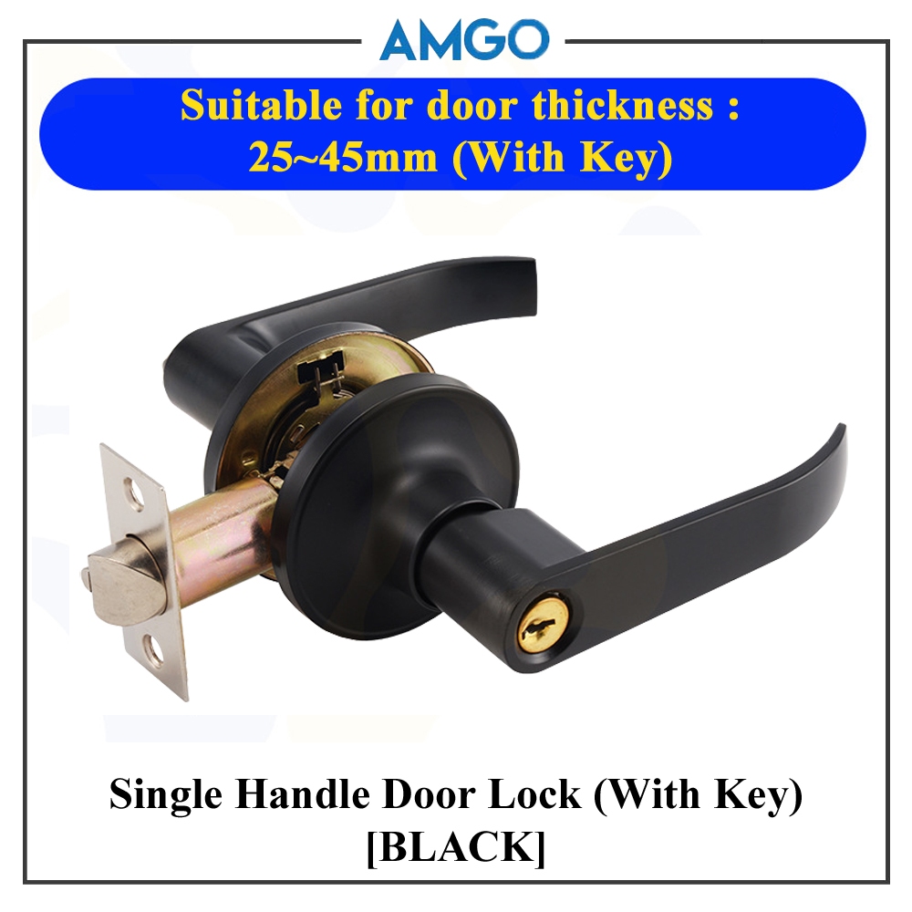 AMGO Tubular Lever Cylindrical Cylinder Door Lock Tombol Pintu Bilik ...