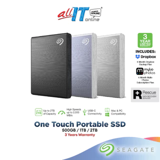 Seagate One Touch Portable External SSD USB Type-C 10Gbps Windows Mac Android (500GB / 1TB / 2TB)