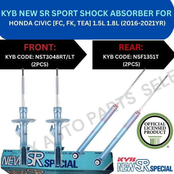 KYB GENUINE NEW SR SPORT ABSORBER (FRONT, REAR) FOR HONDA CIVIC [FC, FK ...