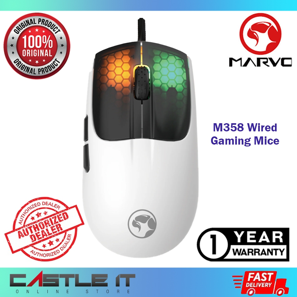 Marvo M727 Wired Gaming Mouse 12400DPI RGB 1000Hz 6 Button White ...
