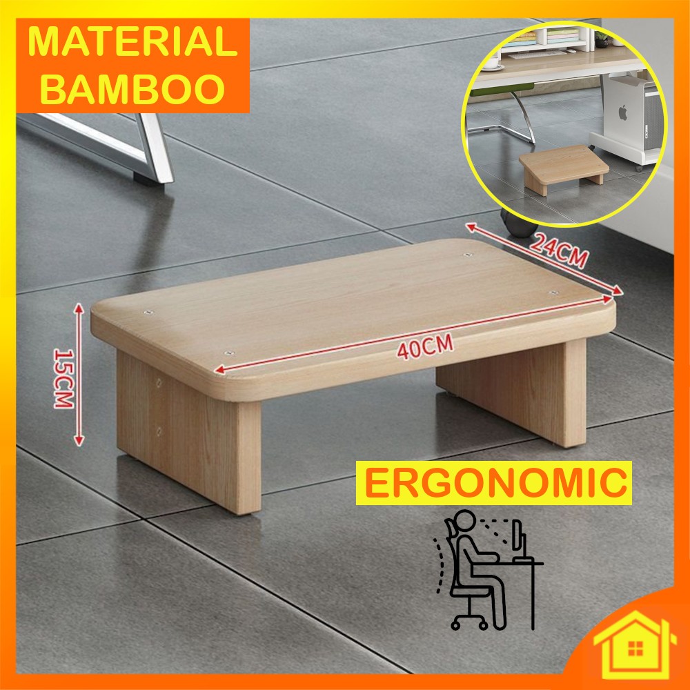 Under Desk Foot Rest Footpad Footstool Step Ladder Ergonomic Wood ...